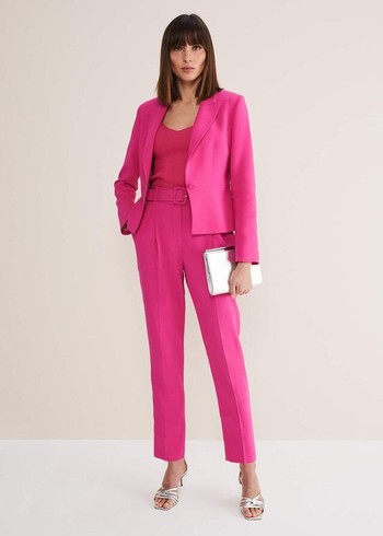 Phase Eight Adria Belted Cigarettes Trousers Pink Canada | MFESRW-052